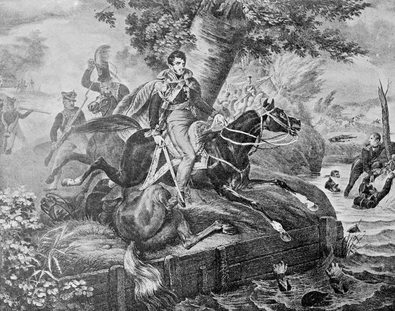 Józef Poniatowskin kuolema Leipzigin taistelussa 1813 tekijältä Unknown