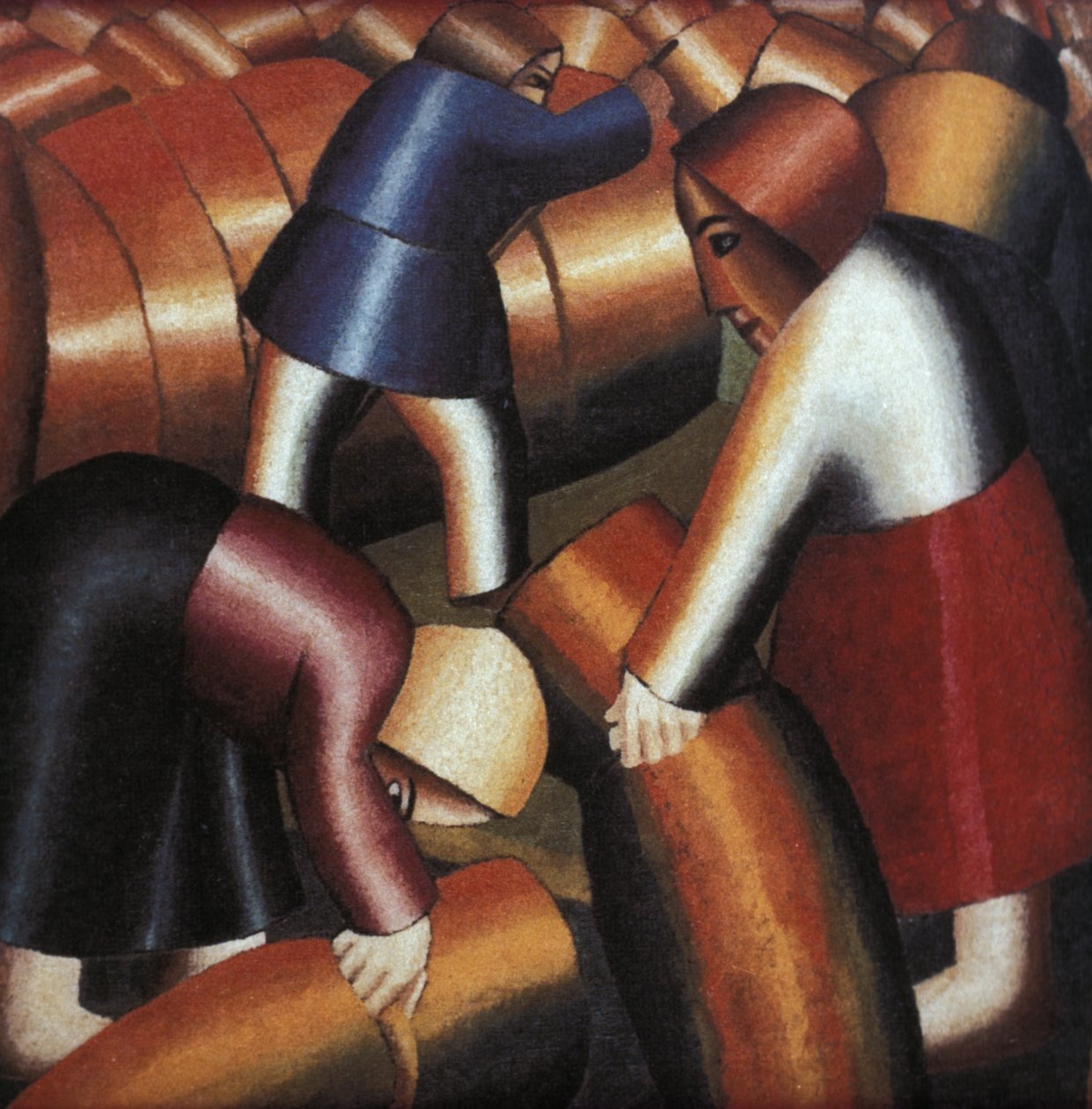 Heinänteko (1928) Malevitšin maalaus. tekijältä Unknown