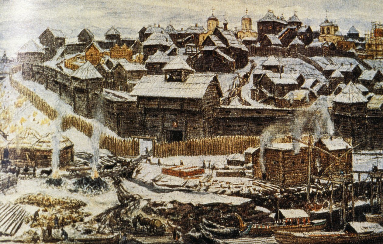 Apolinary Vasnetsovin (1856 - 1933) maalaus 1300-luvun Moskovasta Ivan Kalitan (Ivan Ensimmäinen) vallan aikana. tekijältä Unknown