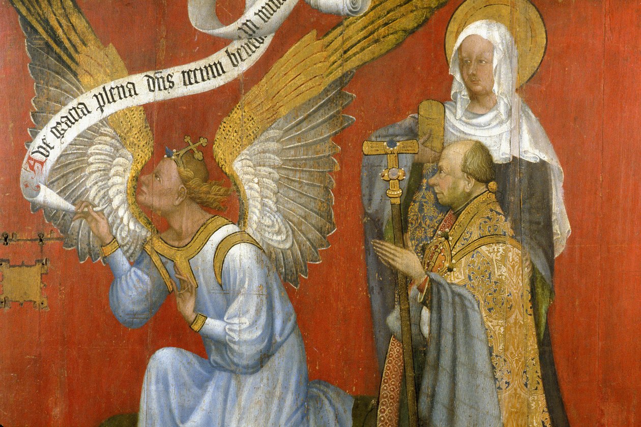 Picardie 084 - Laon - Museo - "Avunantaja ja Ilmoituksen enkeli" - Rohanin tuntien mestari - Öljymaalaus 1400-luvun tammelle tekijältä Unknown