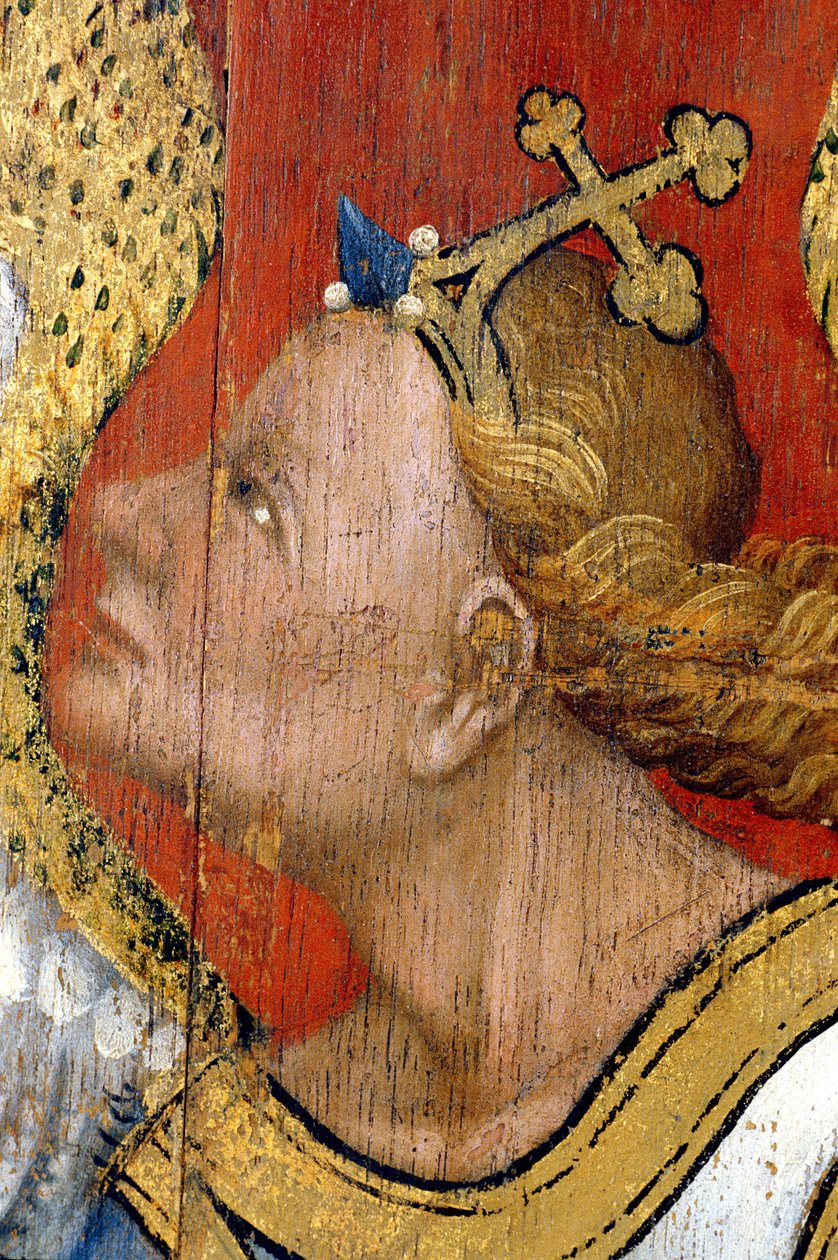 Picardie 085 - Laon - Museo - "" Lahjoittaja ja Ilmoituksen enkeli"" (yksityiskohta) - Rohanin tuntien mestari - Öljymaalaus 1400-luvun tammelle tekijältä Unknown