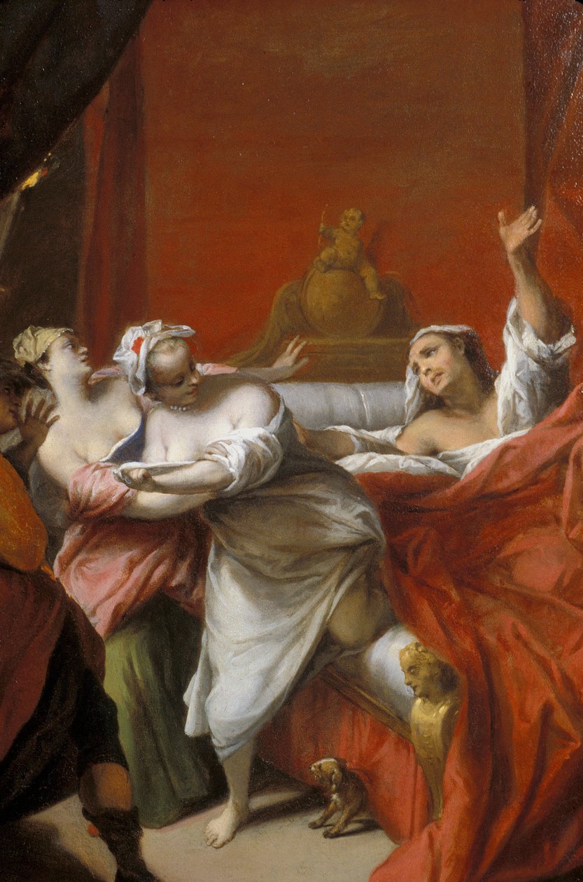 Picardie 121 - Chateau-Thierry (osasto 02) - Musee Jean de La Fontaine - Nicolas Vleughelsin (1668-1737) maalaus - kuvaa La Fontainen tarinaa "" Gascon rankaises" tekijältä Unknown