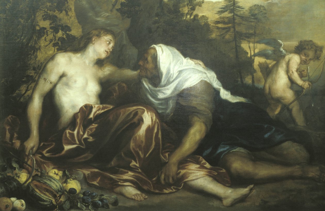 Vertumnus ja Pomona maalaus, Van Dyckin taideteos, Palazzo Bianco, Genova, Ligury, Italia tekijältä Unknown