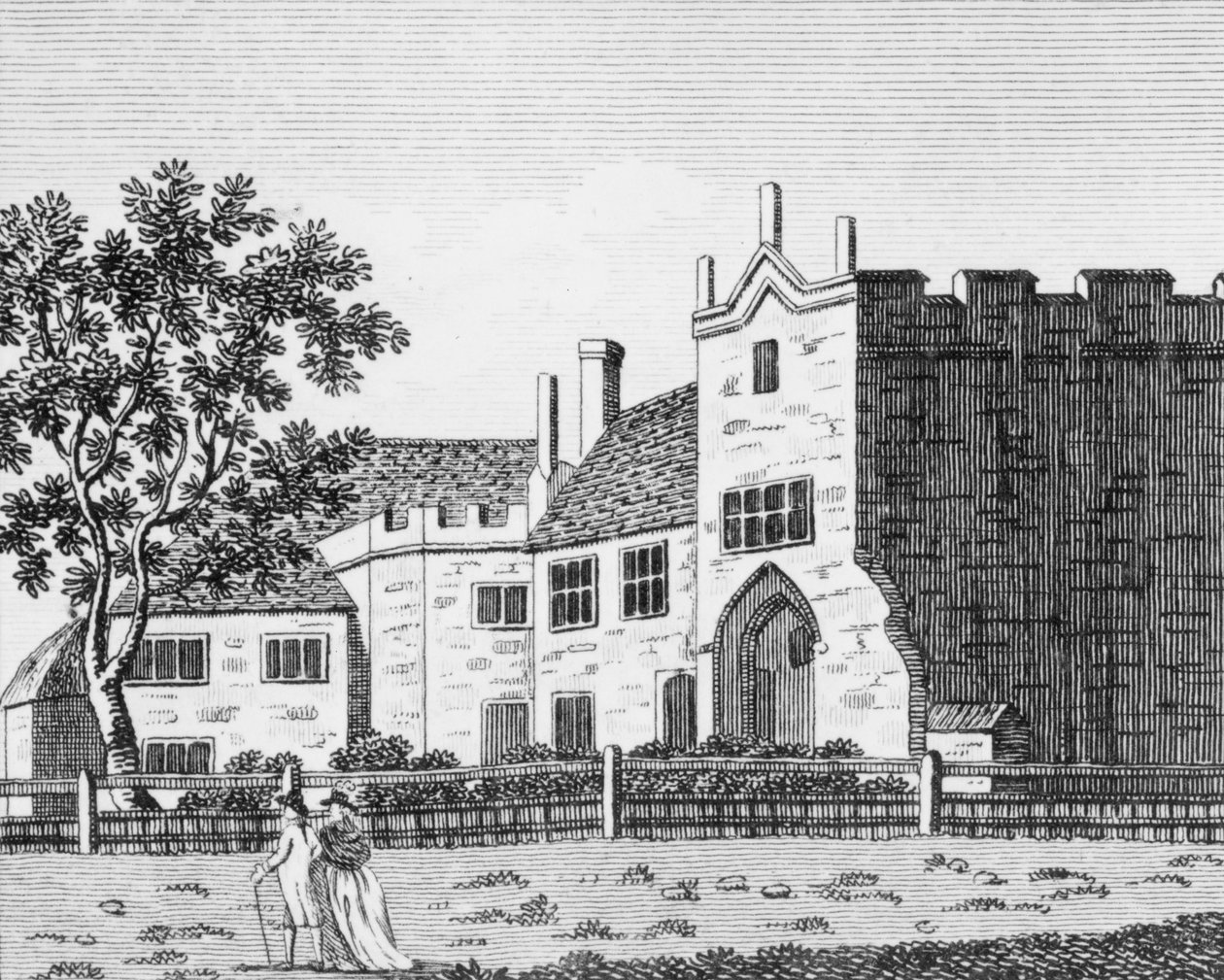 Dartford Priory, Kent (kaiverrus) (bw valokuva) tekijältä English School