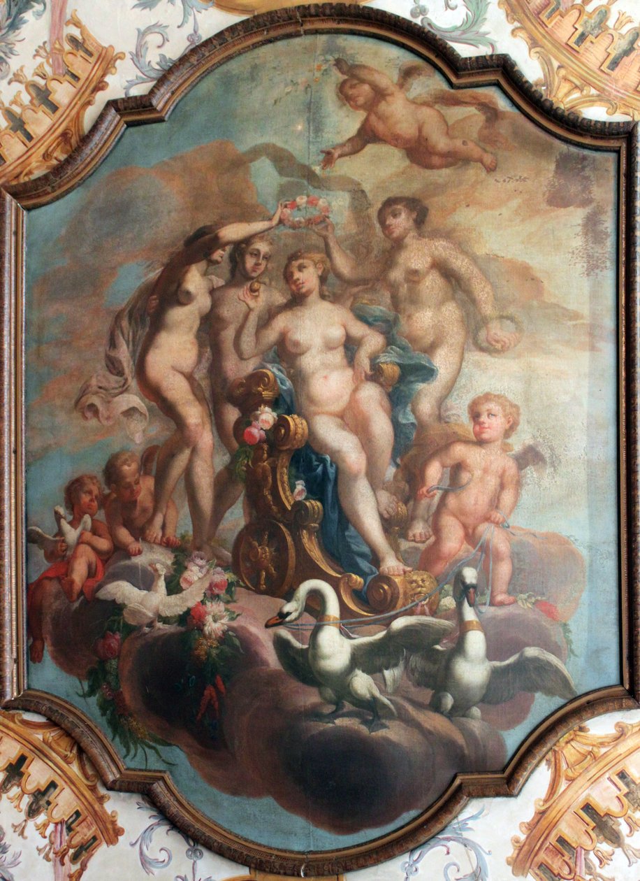 Kattomaalaus Mecklenburgin asunnon wc -kammiossa Charlottenburgin palatsissa, Berliinissä tekijältä Unknown