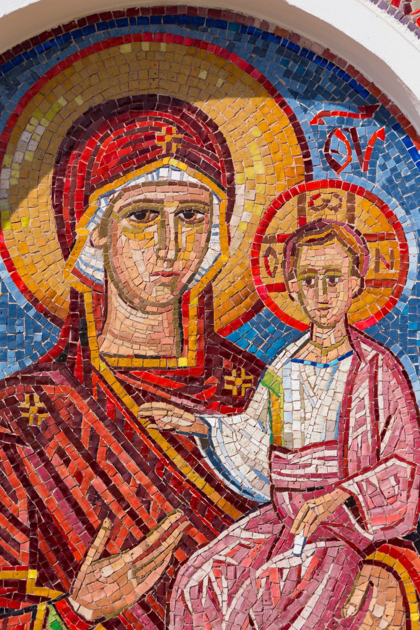 Neitsyen ja lapsen mosaiikki Manastir Ostrogissa, Montenegrossa tekijältä Unknown