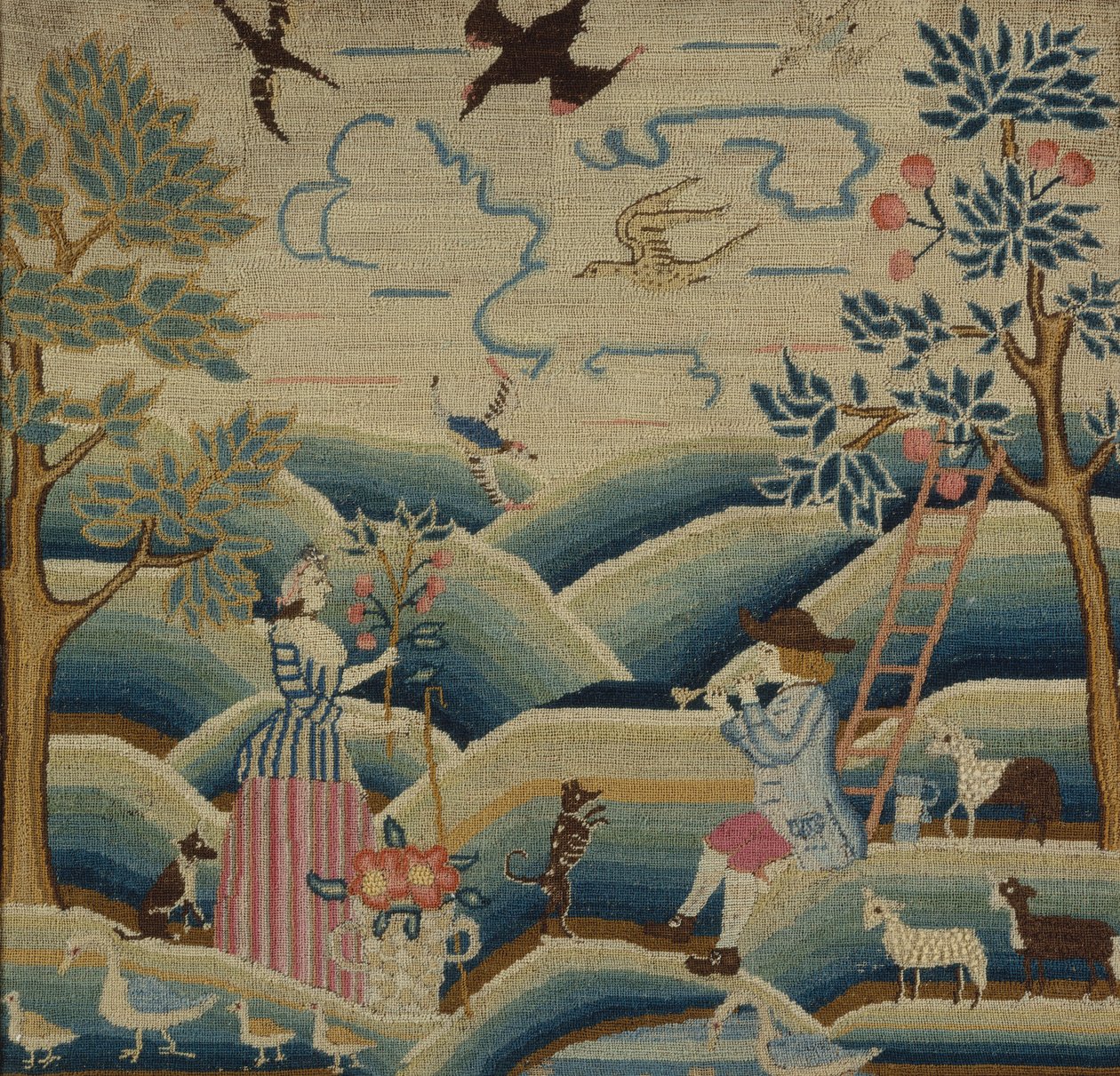 Kirjonta, n.1740 (pellava, villa ja silkki). tekijältä American School