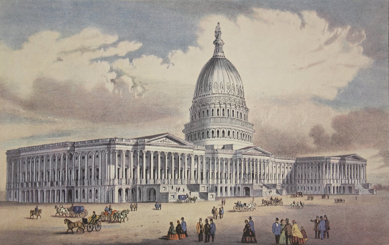 Yhdysvaltain Capitol - Washington, D.C., pub. 1865, Currier & Ives tekijältä American School