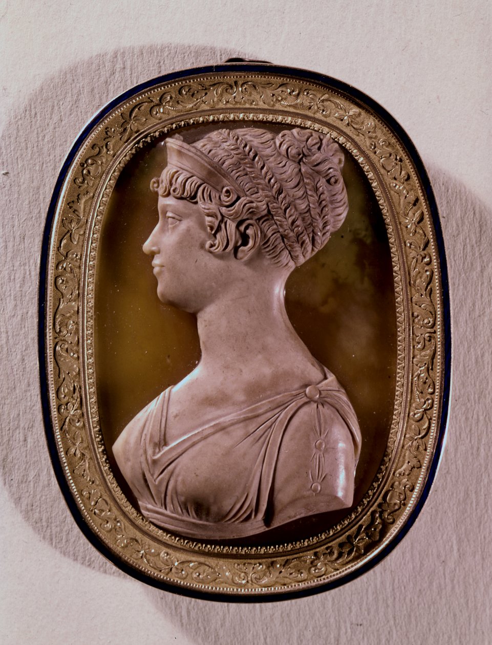 Cameo of Carolina Augusta, itävaltalaisen Franz II:n (1768-1835) neljäs vaimo (onyx) tekijältä Austrian School