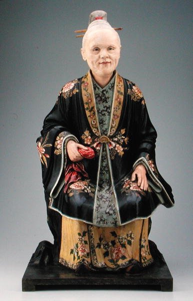 Naisen hahmo, Qianlong-kausi, n. 1780 (monivärinen kipsi) (katso myös 207202, 241400 ja 241401) tekijältä Chinese School