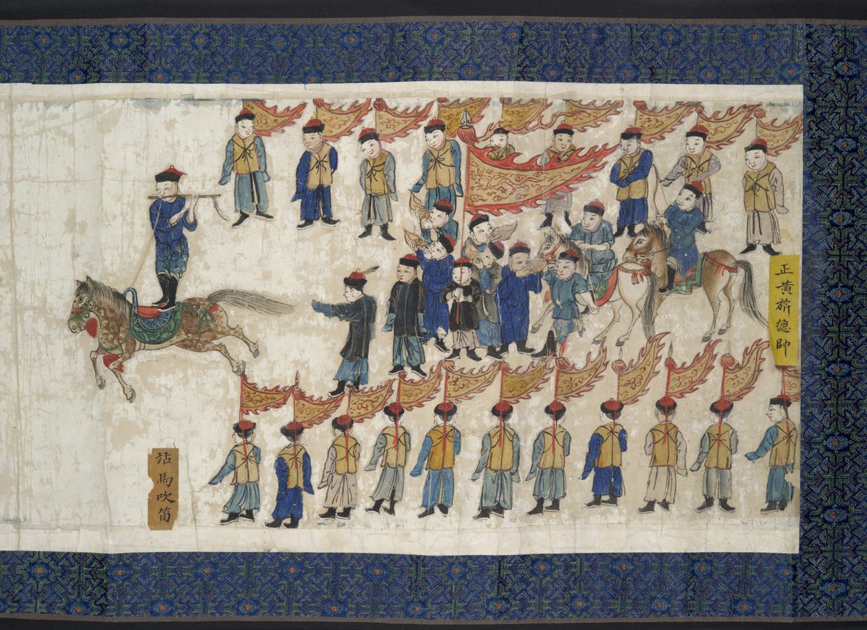 Ratsastuskilpailu Shunzhi-keisarille, Handscroll, 1662 (muste ja väri paperille) tekijältä Chinese School