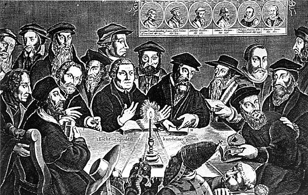 Martti Lutherin (1483-1546) ja paavi Leo X:n (1475-1521) tapaaminen tekijältä Dutch School