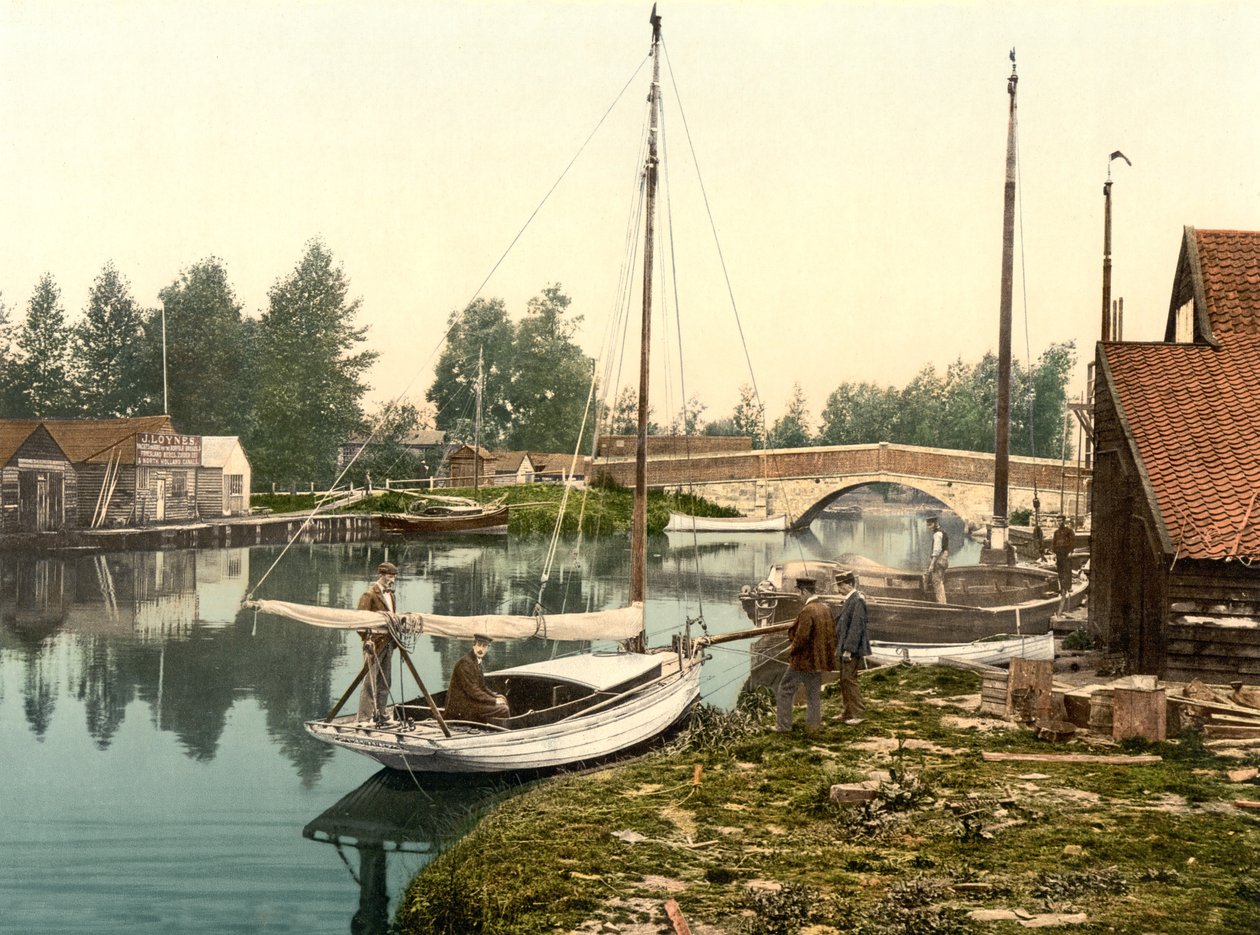 Wroxham Bridge, pubi. C 1890 - 1900 (kromolitografia) tekijältä English Photographer
