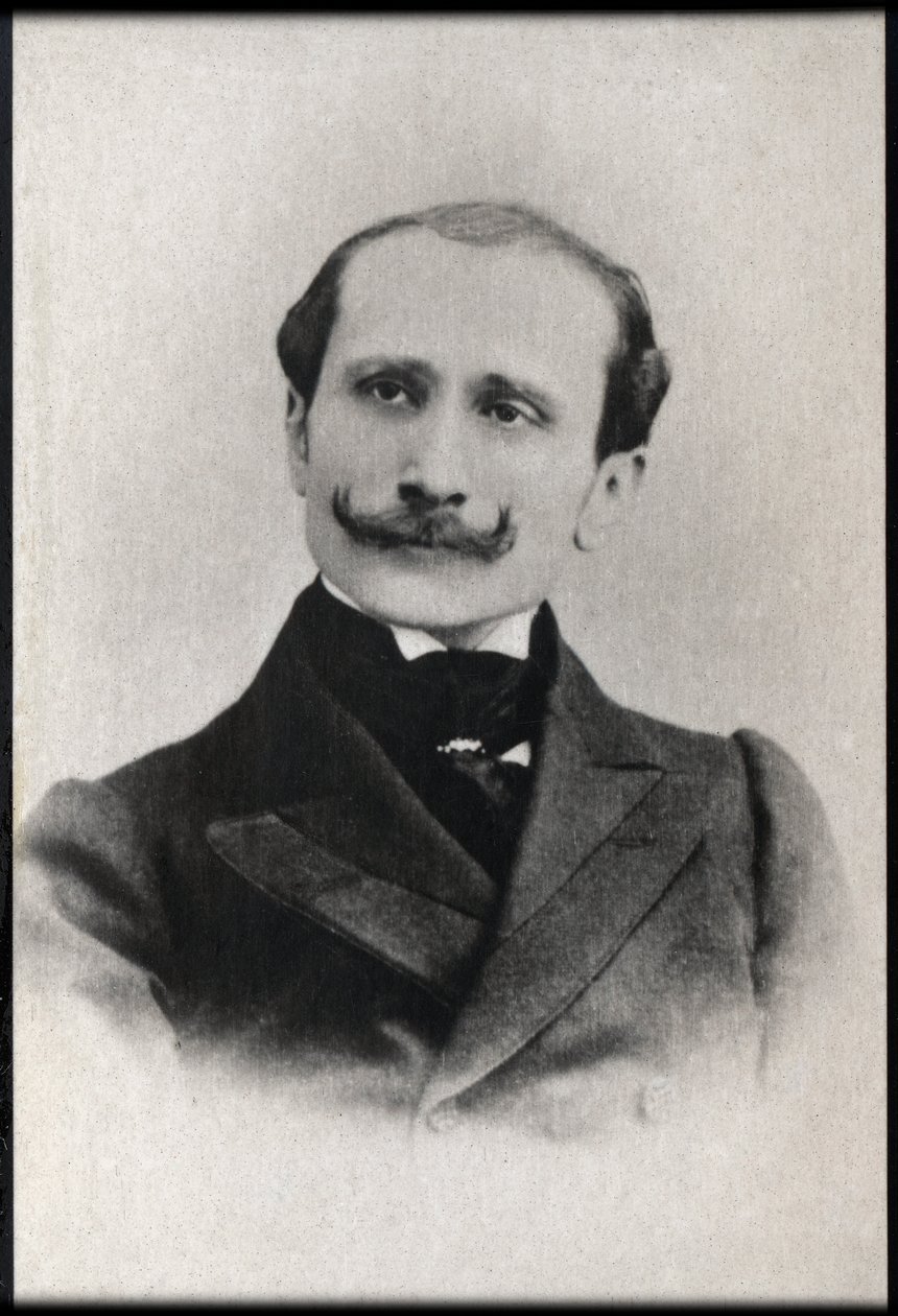 Muotokuva Edmond Rostandista (1868-1918), ranskalaisesta runoilijasta ja näytelmäkirjailijasta. tekijältä French Photographer