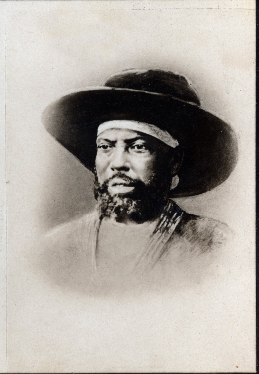 Etiopian keisarin Menelik II:n (1844-1913) muotokuva. tekijältä French Photographer