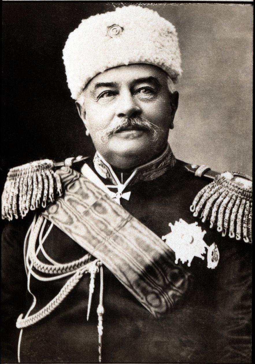 Muotokuva Mihail Ivanovitš Dragomirovista (1830-1905), venäläisestä kenraalista ja sotilaskirjailijasta. tekijältä French Photographer