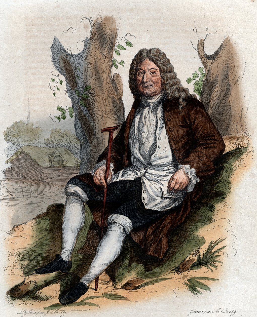 Muotokuva Alain Rene Lesagesta (Le Sage) (1668-1747), ranskalaisesta kirjailijasta ja näytelmäkirjailijasta. tekijältä French School