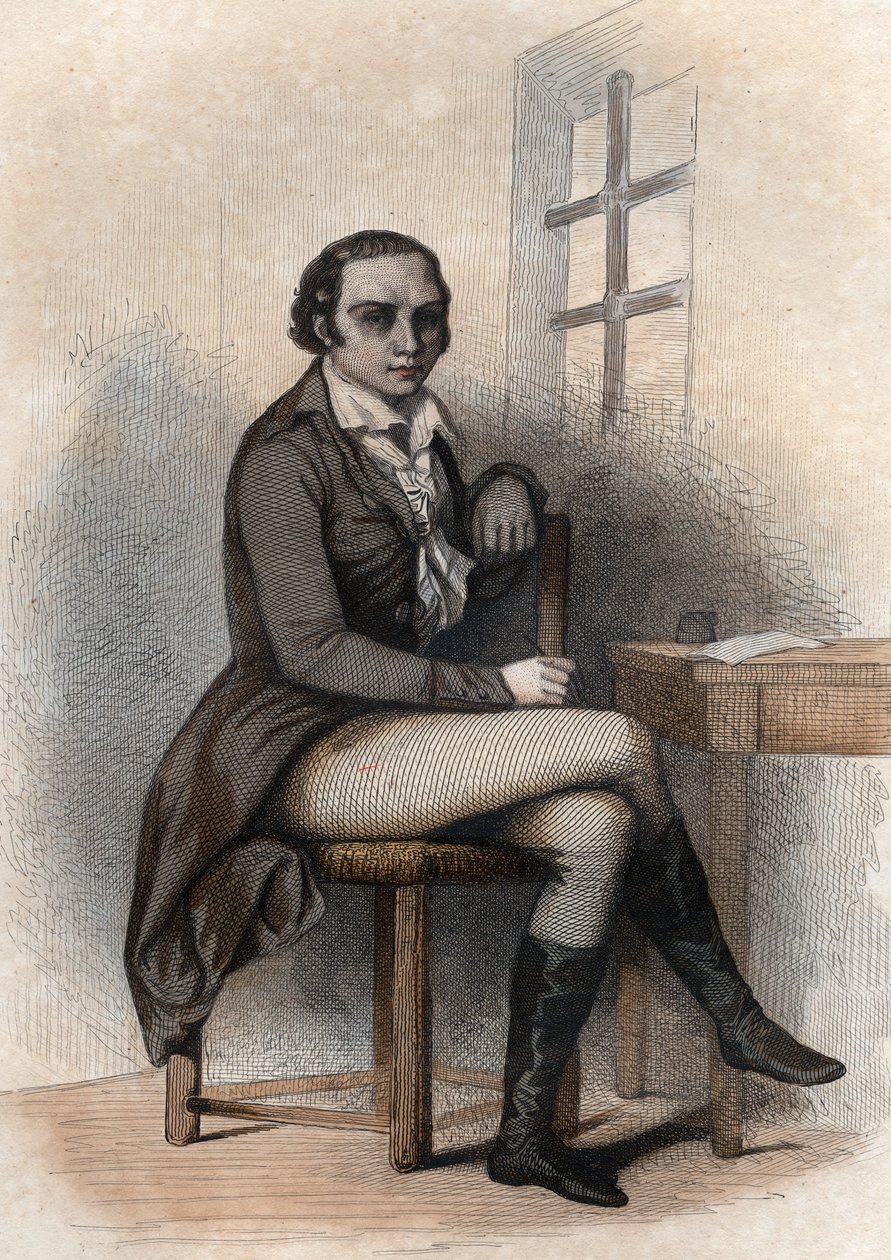 Ranskalaisen runoilijan Andre Marie Chenierin (1762-1794) muotokuva. tekijältä French School