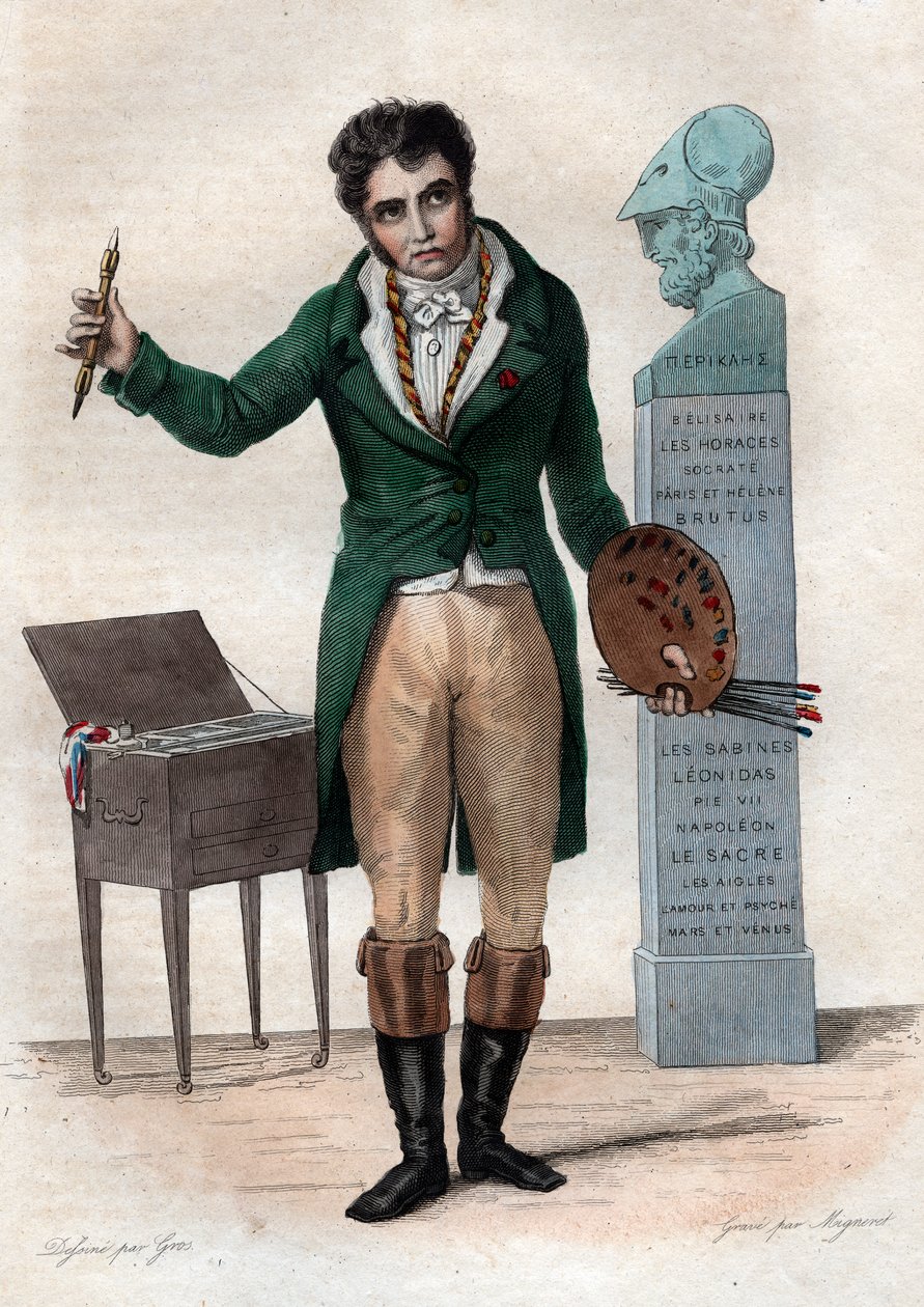 Jacques Louis Davidin (1748-1825), ranskalaisen taidemaalarin muotokuva. tekijältä French School