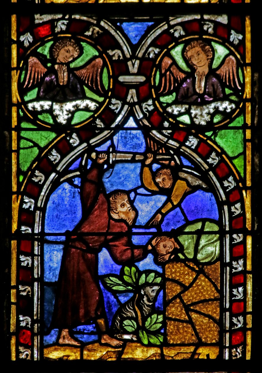 Ikkuna, jossa Aabraham on uhraamassa Iisakia, noin 1325. tekijältä French School