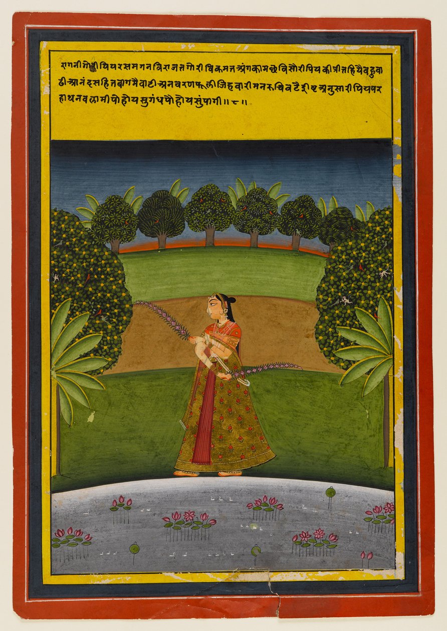 Nayika odottaa rakastajaansa, n.1700-25 (wc paperilla) tekijältä Indian School