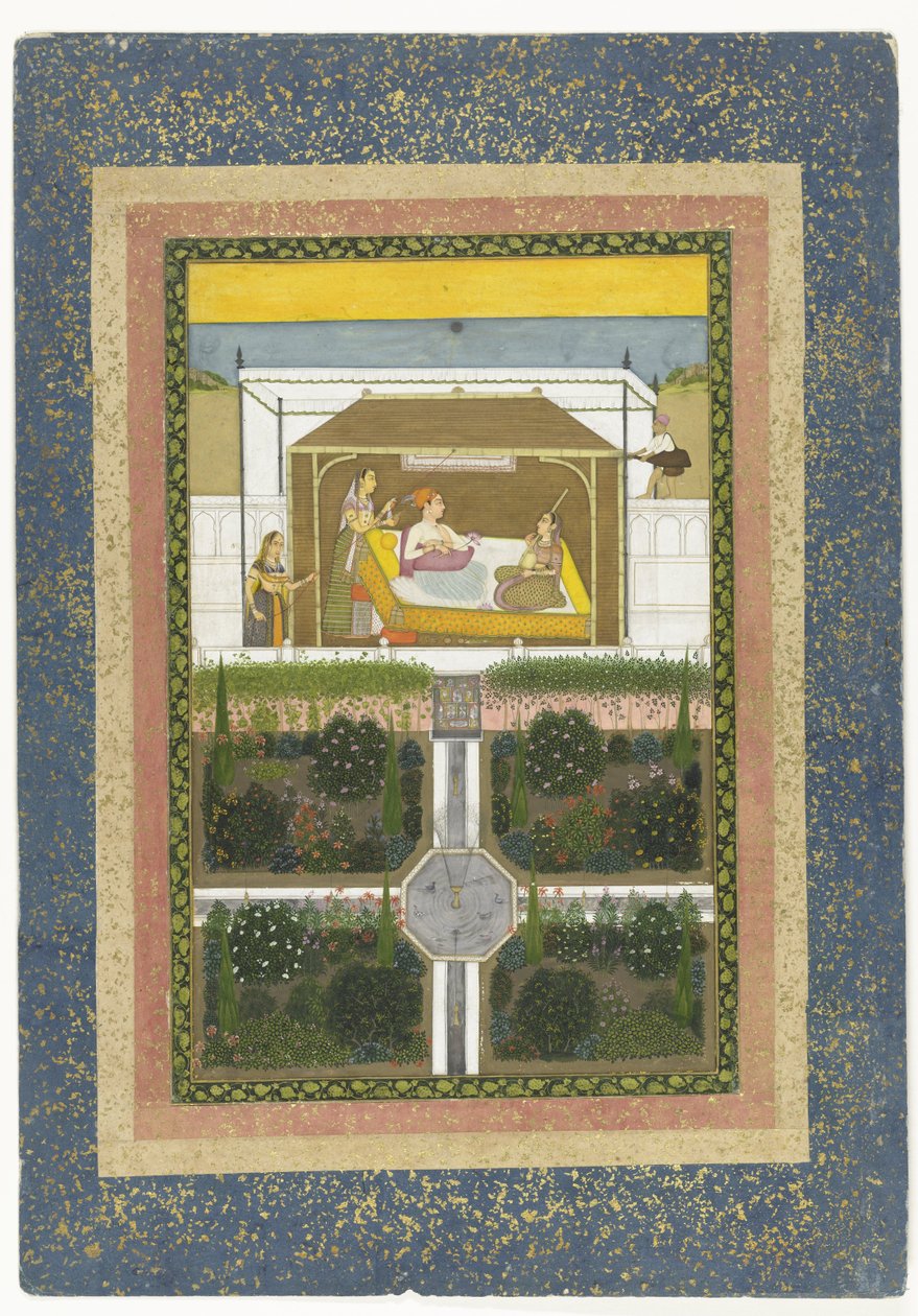 Prinssi puutarhassa, n.1775-99 (sivellin paperille). tekijältä Indian School