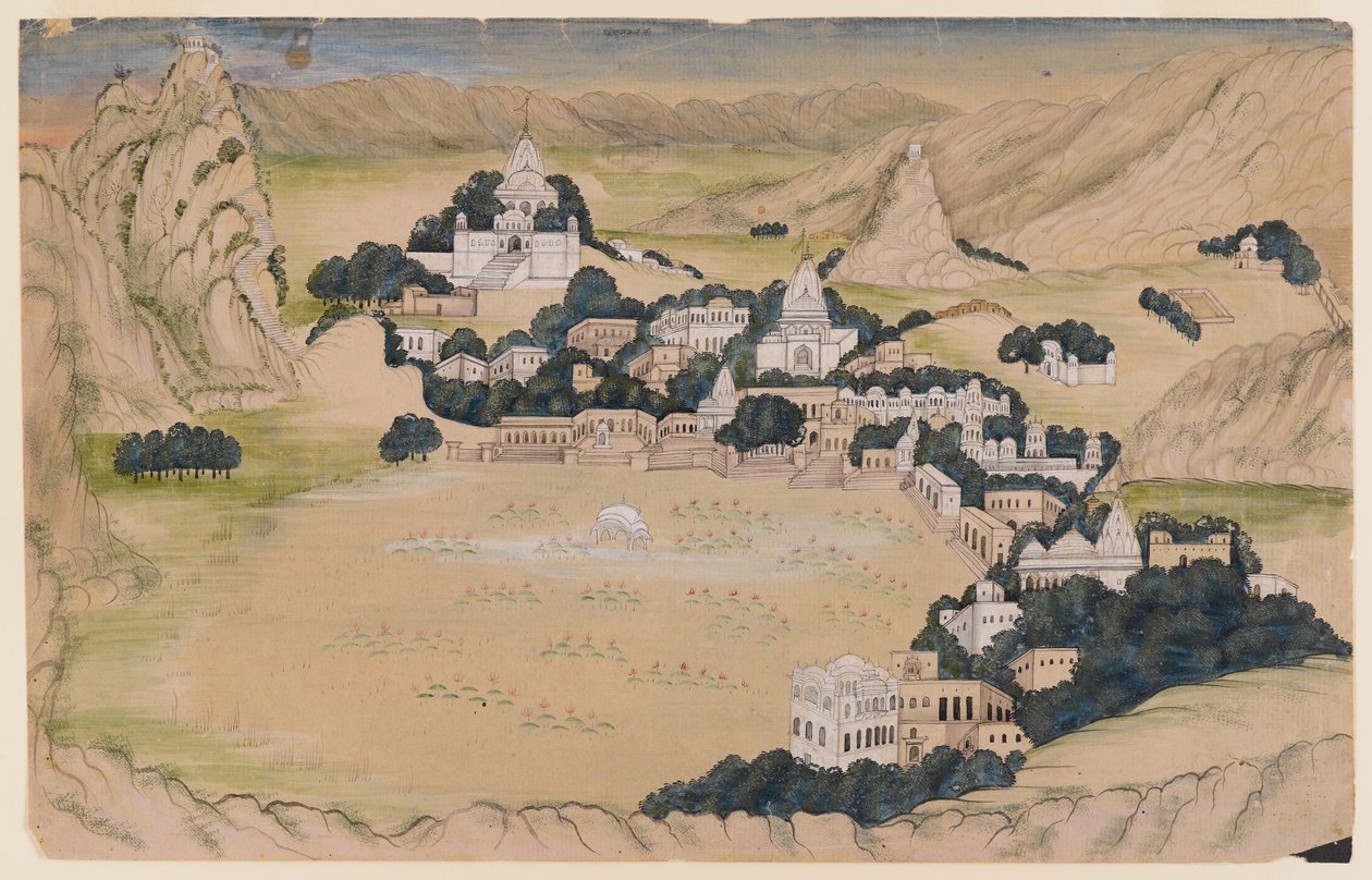 Pushkar Lake, n. 1840-60 (wc ja pesu paperilla) tekijältä Indian School