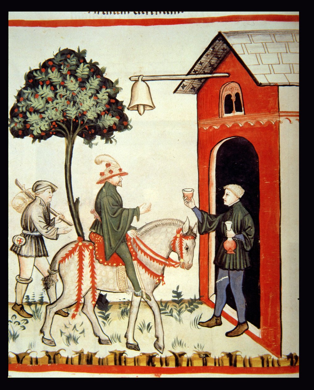Nova 2644 fol.87v The Glass of Red Wine, valmistaja Tacuinum Sanitatis Codex Vindobonensis tekijältä Italian School
