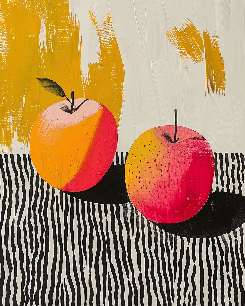 Apple hedelmät ja kasvi Kasvitieteellinen maalaus | online canvas art tulosteet tekijältä F. Abderrahim