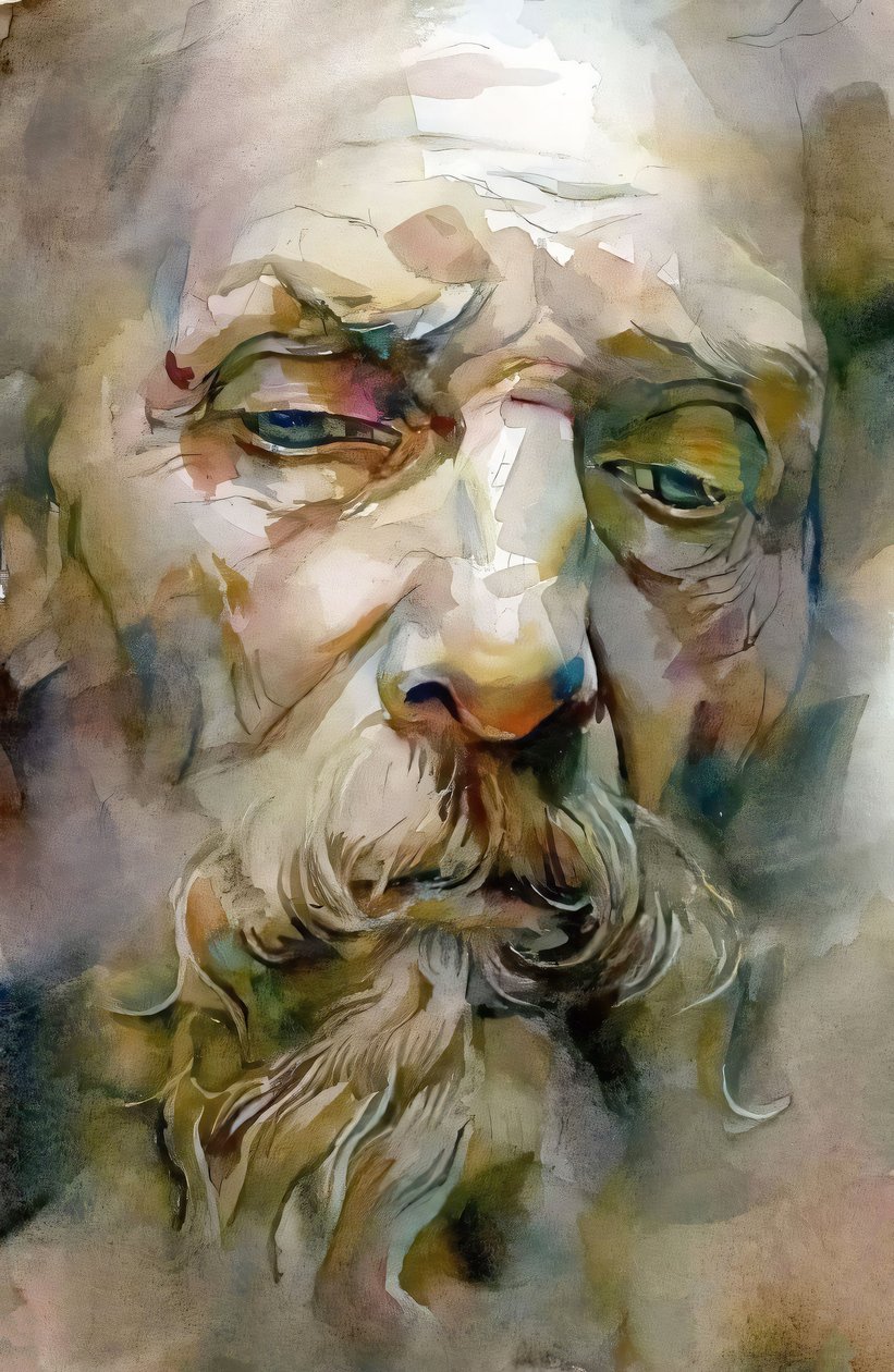 Wise old man with white beard | online seinä Tulosteet Taide Muotokuvat Myytävänä tekijältä F. Abderrahim