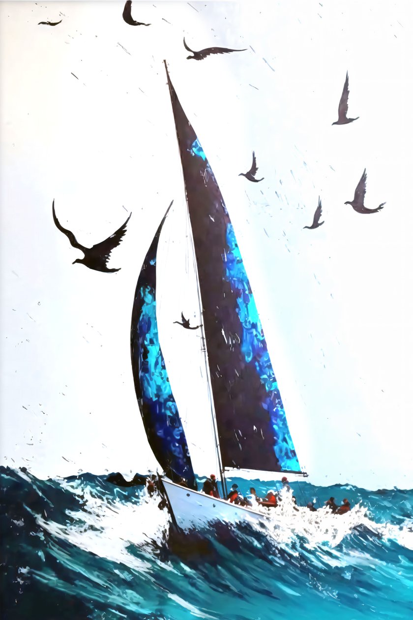 Ravens  Stormy Waves Abstrakti akryyli Expression, Custom Canvas tulostaa tekijältä F. Abderrahim