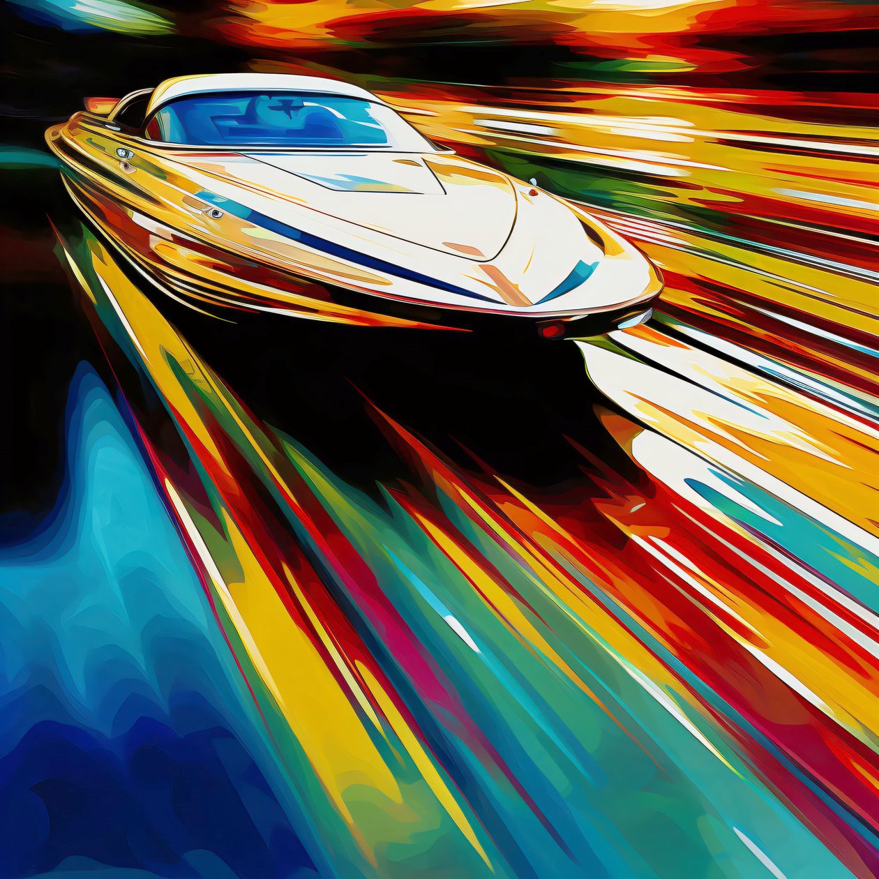 Liukua valon läpi: Speedboat on a Shiny Road, canvas art prints tekijältä F. Abderrahim