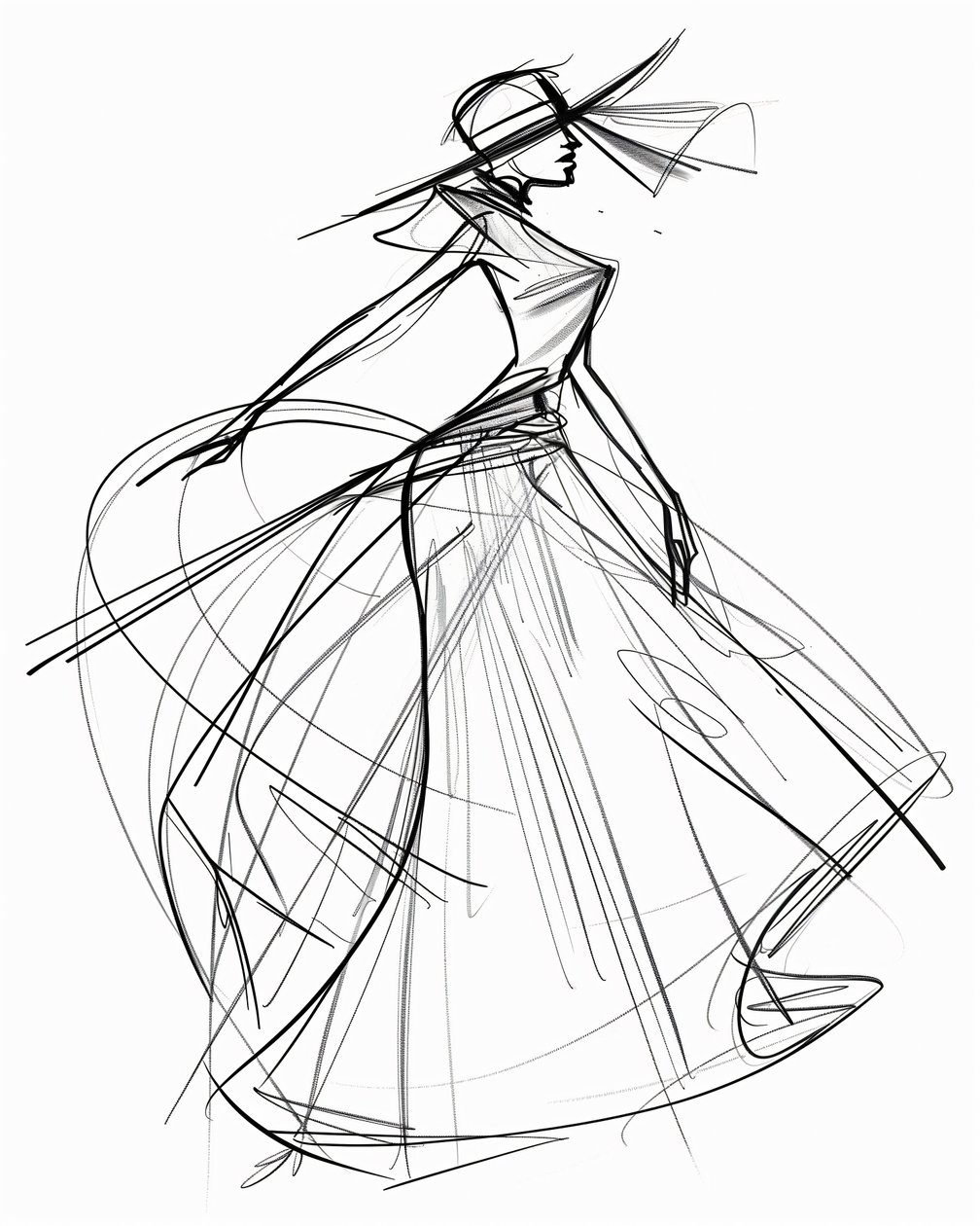 Minimalistinen yhden rivin luonnos AAPI Fashion Design, seinätaide | print on demand tekijältä F. Abderrahim
