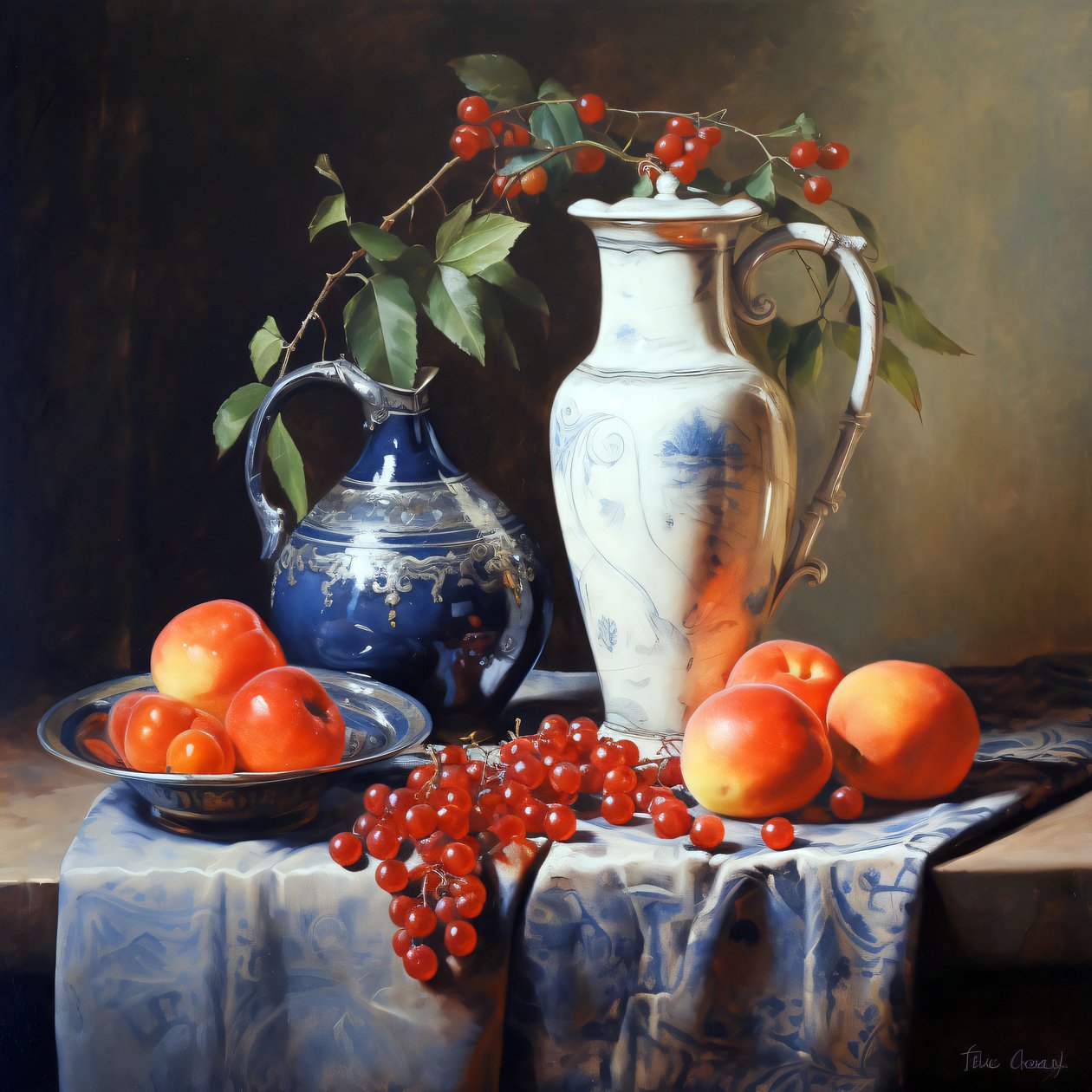 Still Life hedelmät, öljymaalaus, online kankaalle tulostaa pyynnöstä tekijältä F. Abderrahim