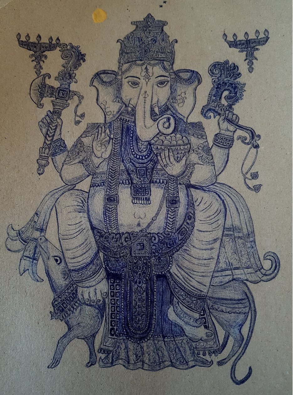 Ganesha ratsastaa Vahanalla. tekijältä Andy Schweigard