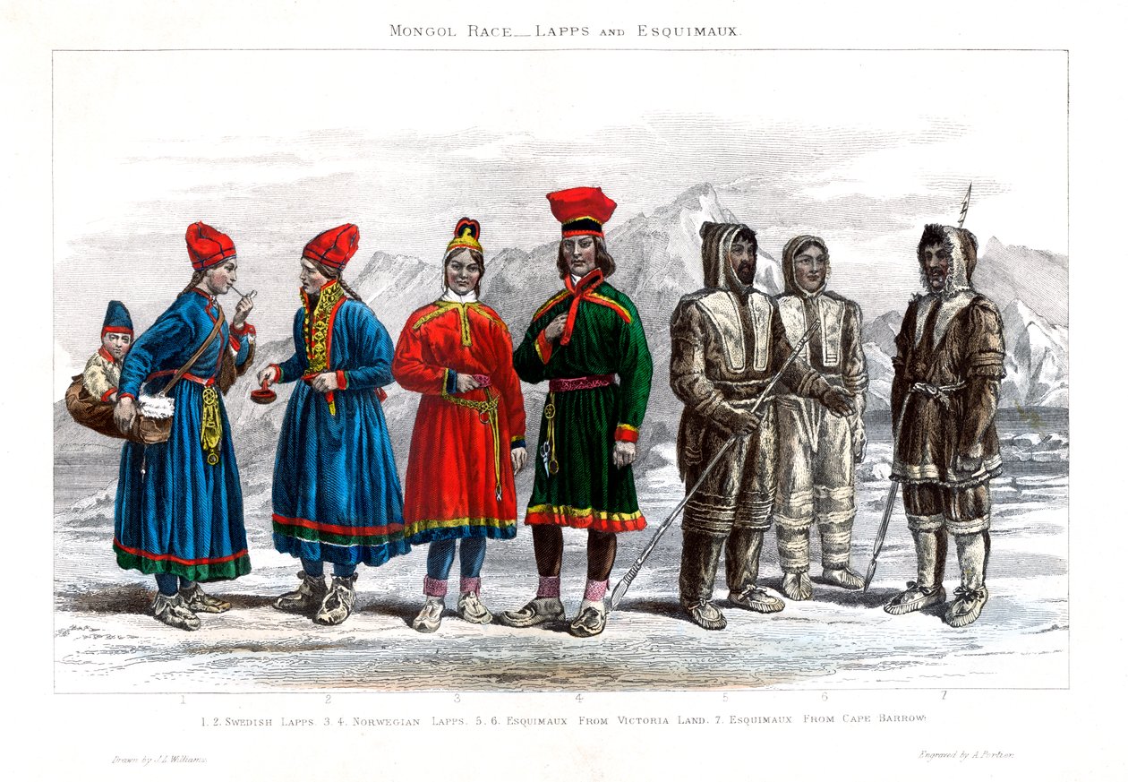 Mongolirotu, lappit ja eskimot, 1800-1900. tekijältä A. Portier