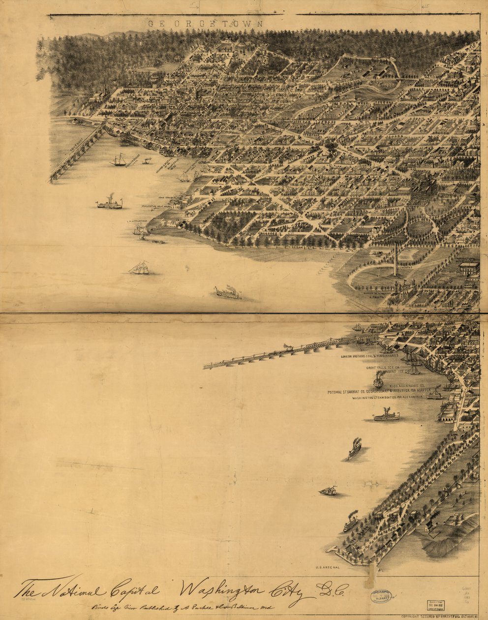 Kansallinen pääkaupunki Washington City, D.C. tekijältä A. Sachse and Co.