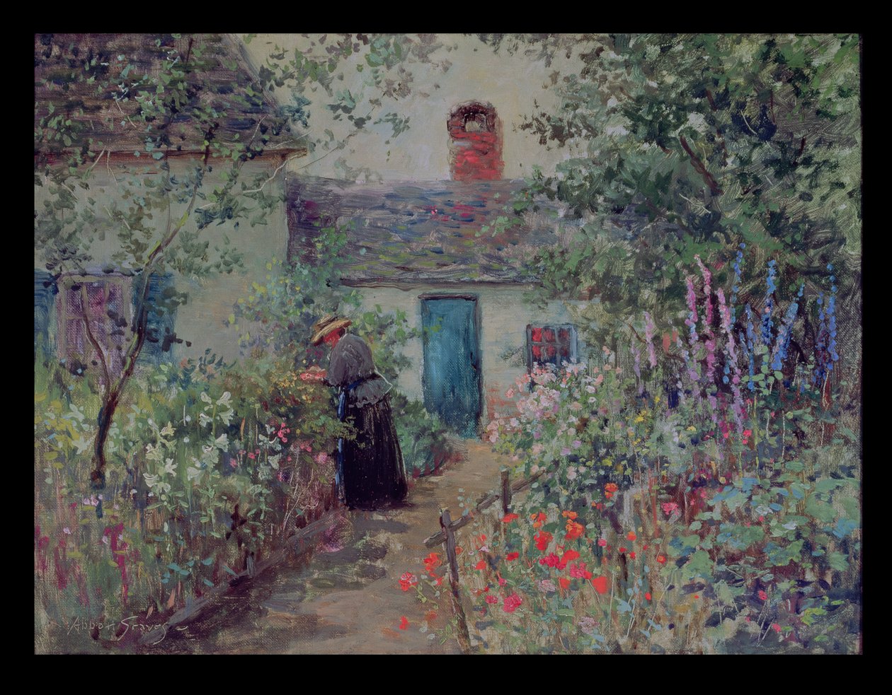 Kukkapuutarha, noin 1900 tekijältä Abbott Fuller Graves