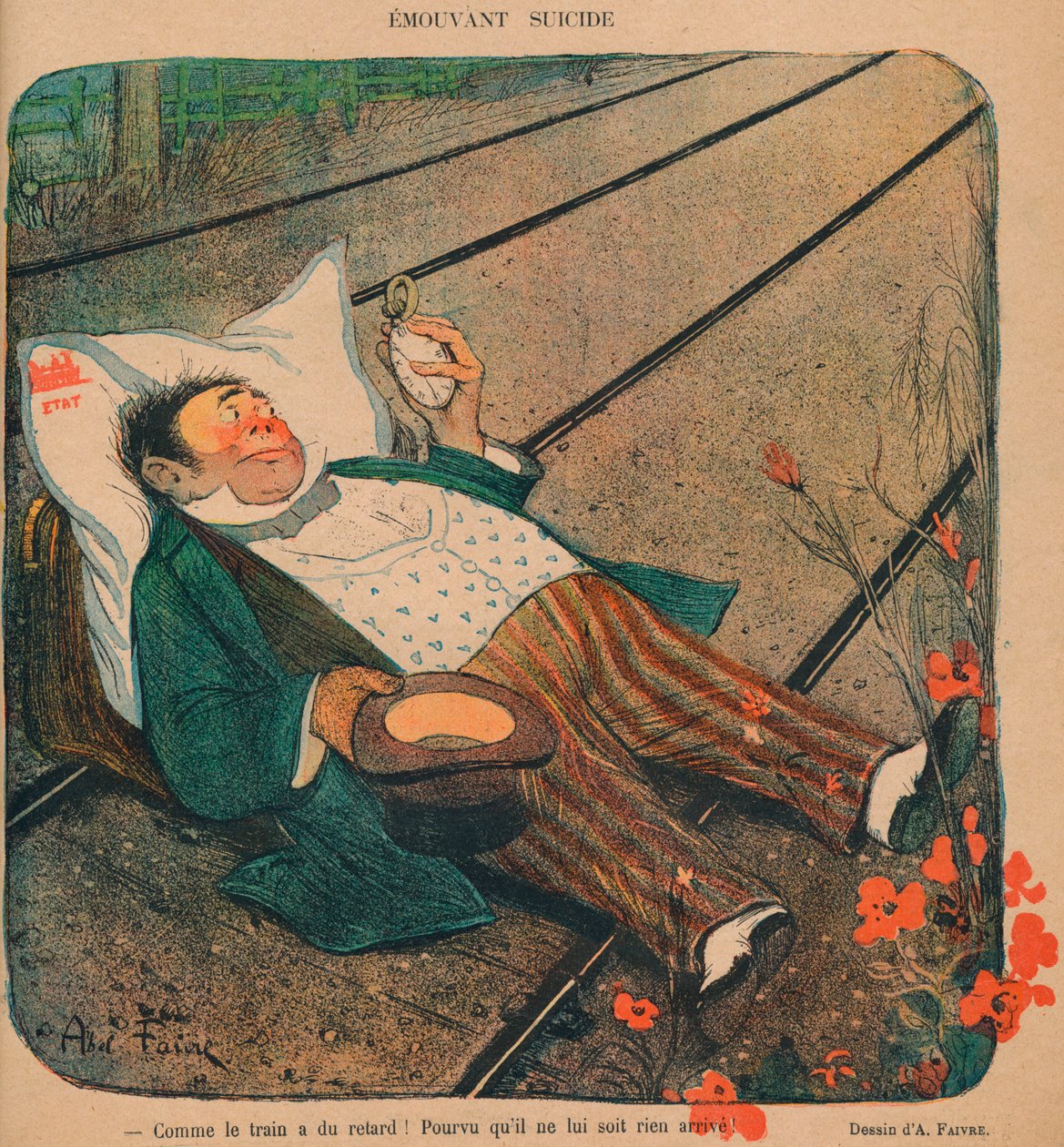 "Liikkuva itsemurha", 1899. tekijältä Abel Faivre
