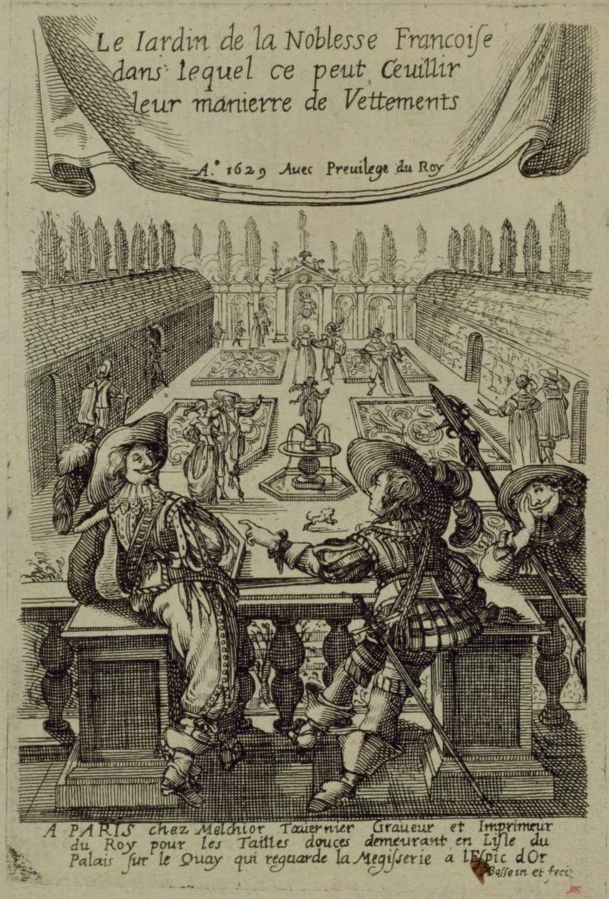 Ranskan aateliston puutarha, noin 1640 tekijältä Abraham Bosse