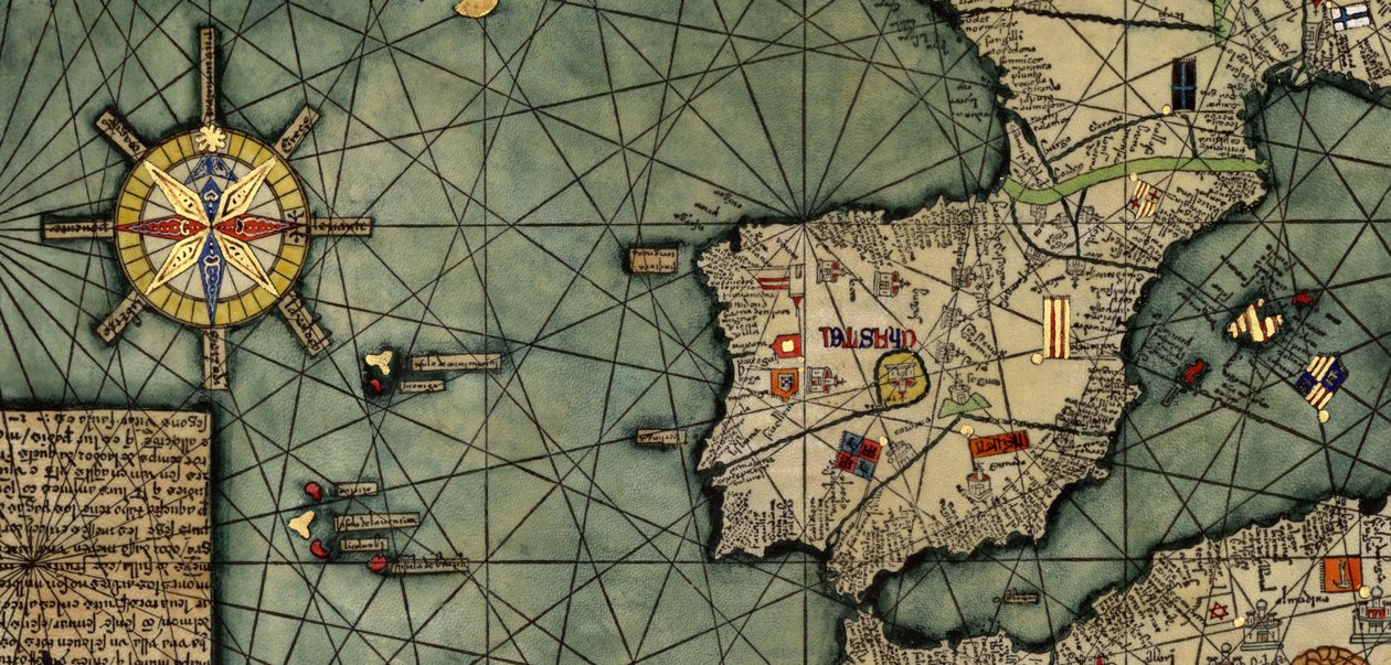 España y el Atlántico ja el Atlas catalán tekijältä Abraham Cresques