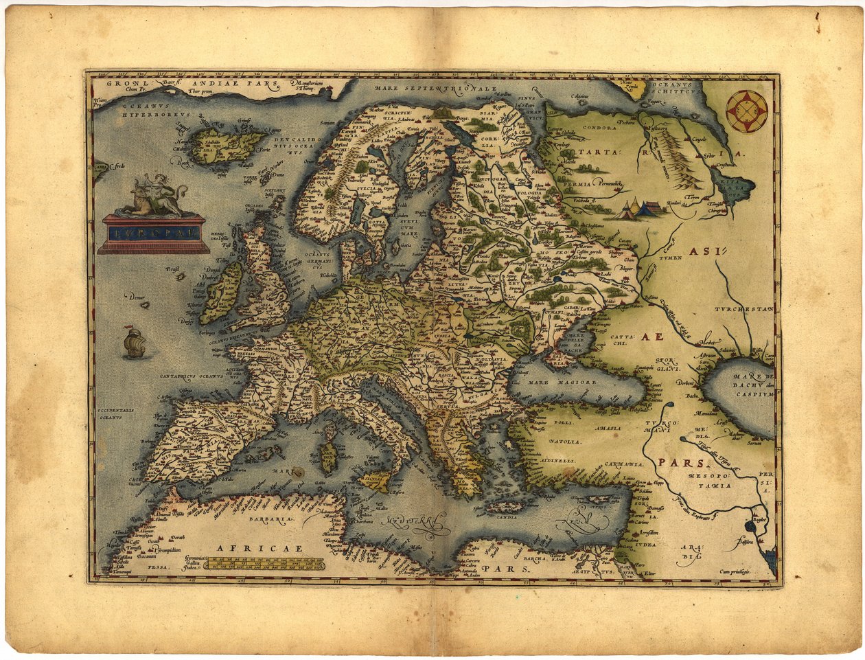 Abraham Orteliuksen Euroopan kartta ( tekijältä Abraham Ortelius