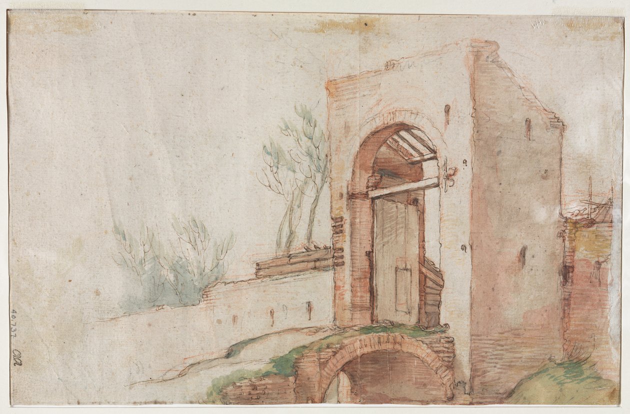 Bridge and Gate verso, c. 1600. tekijältä Abraham Bloemaert