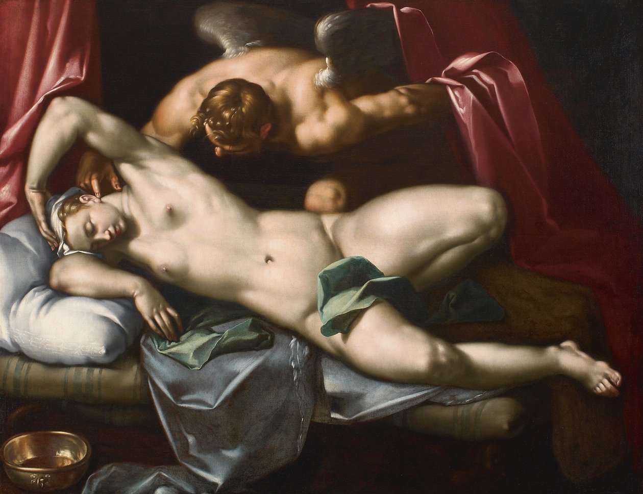Amor vierailee Psychen luona yöllä, noin 1590. tekijältä Abraham Bloemaert