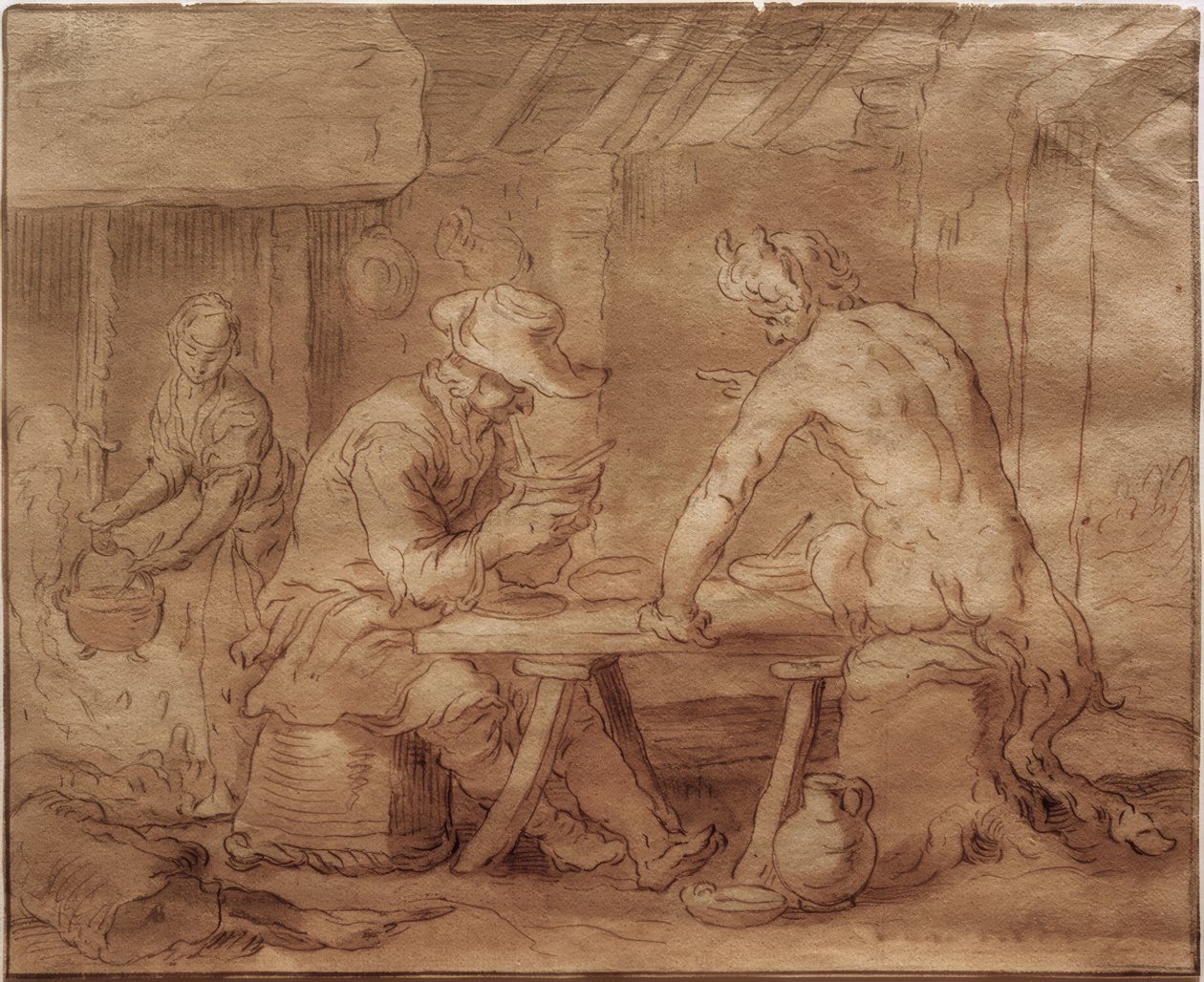 Satyyri viljelijän luona tekijältä Abraham Bloemaert