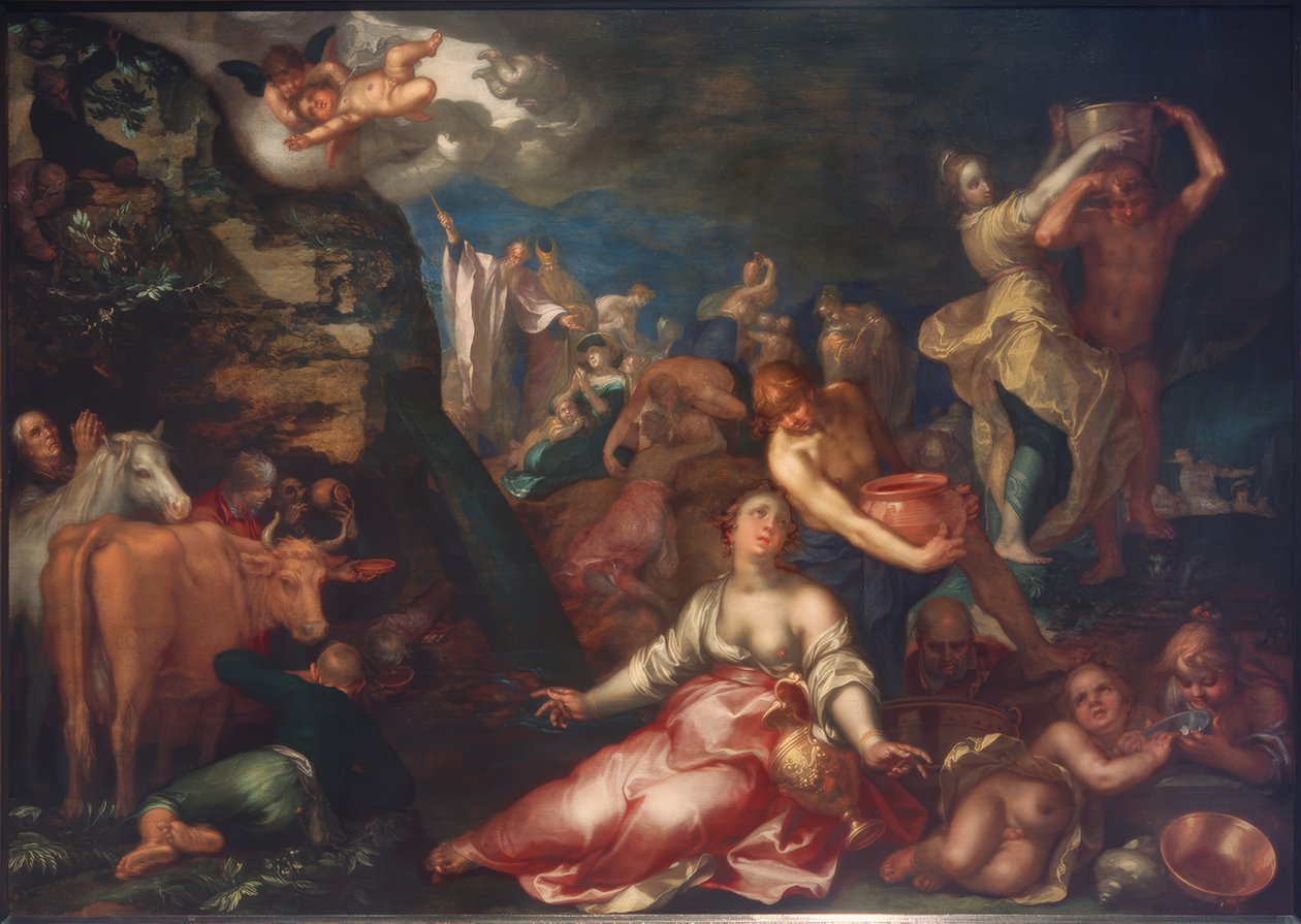 Mooses lyö vettä kalliosta tekijältä Abraham Bloemaert