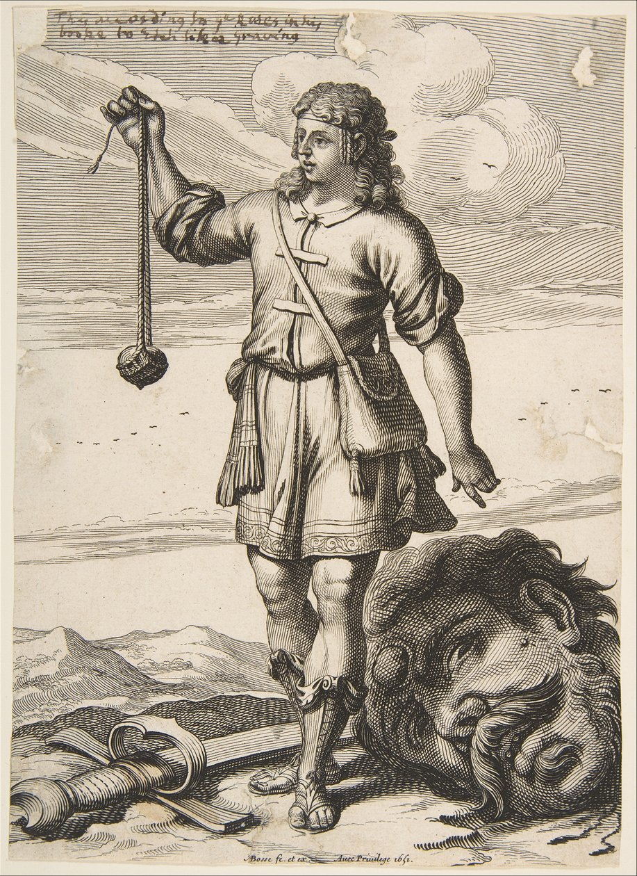 Daavid Goljatin pään kanssa, 1651. tekijältä Abraham Bosse