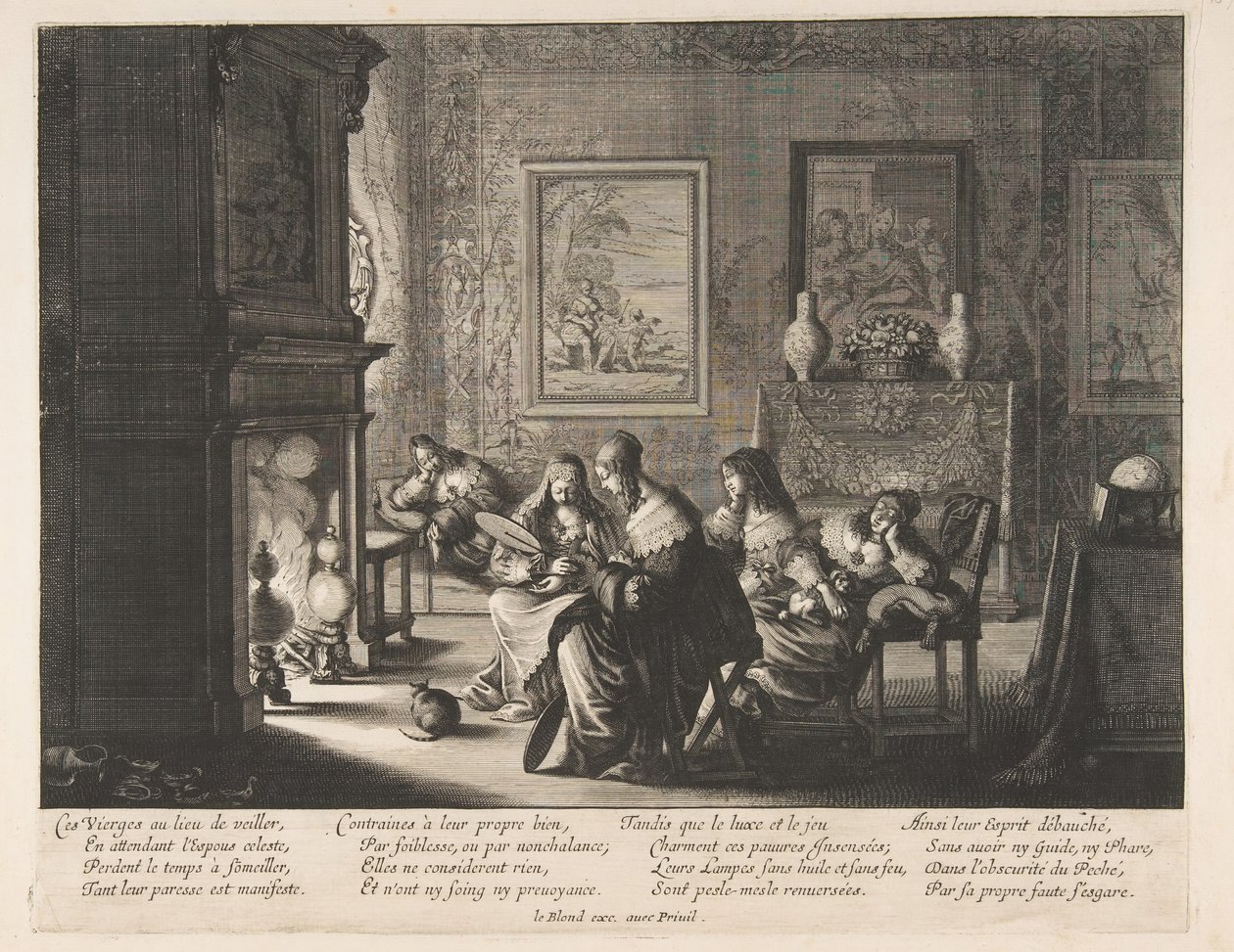 Foolish Virgins Sleeping, n. 1635. tekijältä Abraham Bosse
