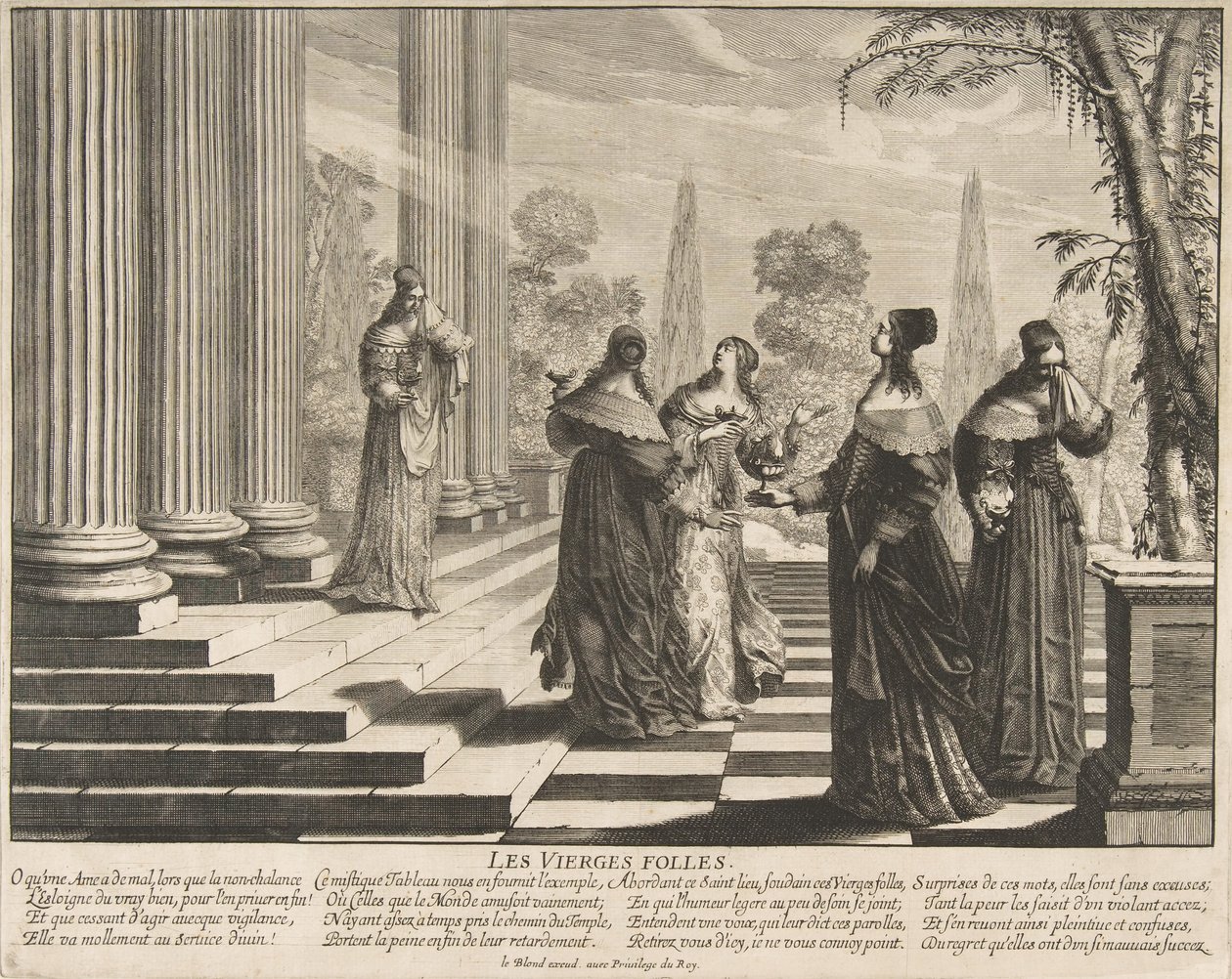 Tyhmät neitsyet hylätty, n. 1635. tekijältä Abraham Bosse
