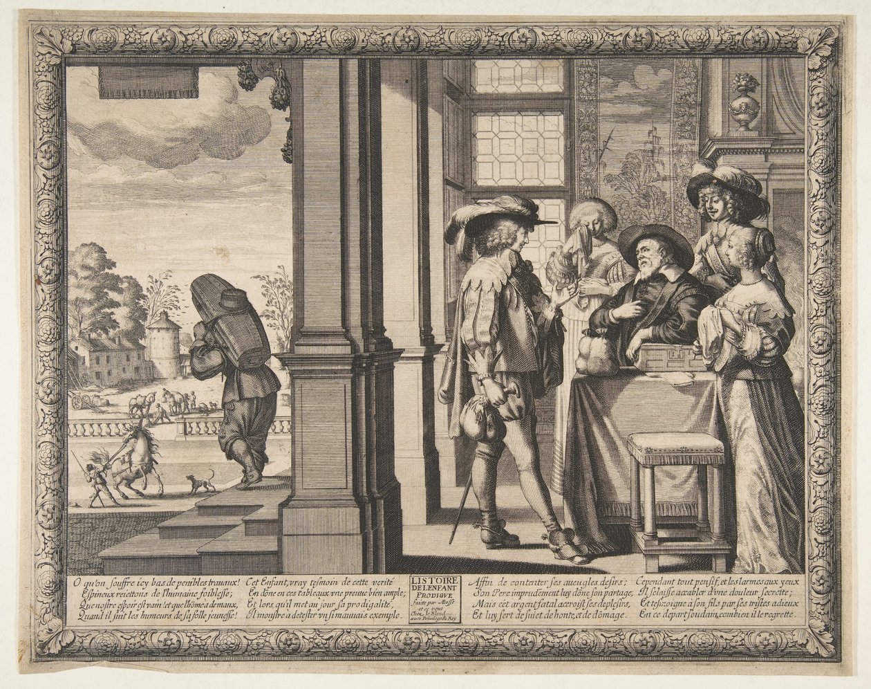 Tuhlaajapoika lähtee kotoa, n. 1636. tekijältä Abraham Bosse